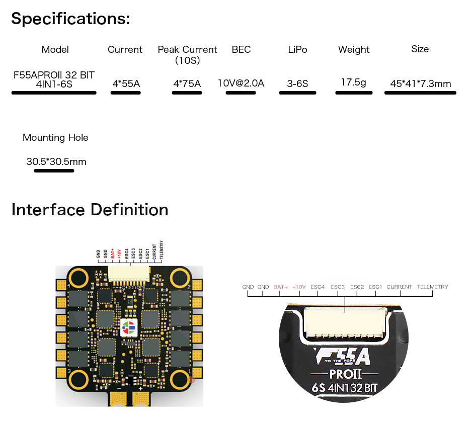 F55A PROⅡ 6S 4IN1 _F Series_ESC_FPV Model_T-MOTOR Store-Official