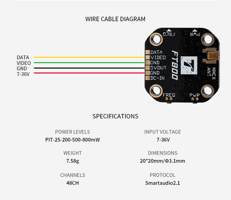 FT800_VTX_FPV_T-MOTOR Store-Official Store for T-motor drone motor,ESC ...