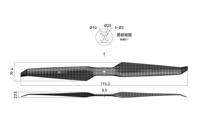 HEP-L 28 Inch Propeller Engineering Drawing (Chinese Version).png