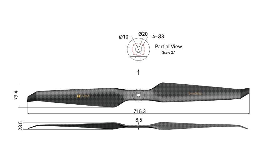 HEP-L 28 Inch Propeller Engineering Drawing (English Version).png