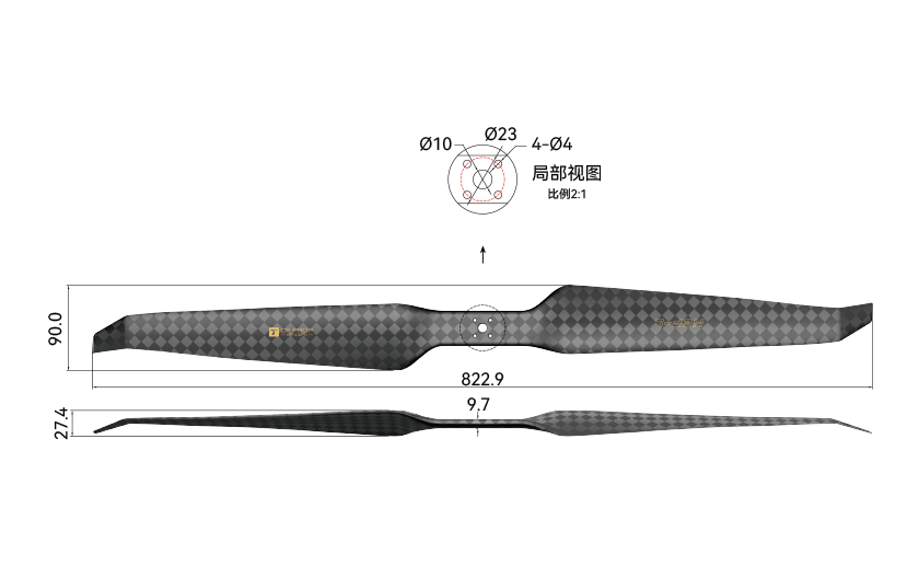 HEP-L 32 Inch Propeller Engineering Drawing (Chinese Version).png